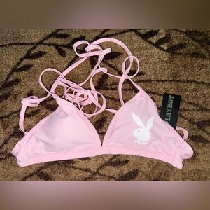 PLAYBOY Triangle Bikini Top- Pink Size Small NWT